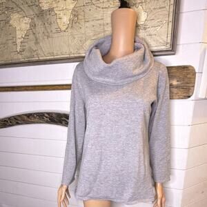 andrea jovine pullover sweater cowl neck knit long sleeve solid gray womens xl